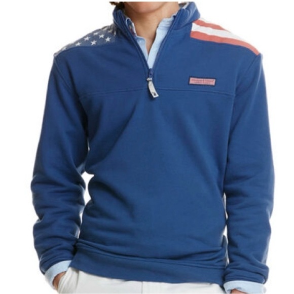 Vineyard Vines Men 1/4 Zip Sweatshirt Pullover Size XL Blue America USA Sweater - Picture 2 of 9
